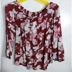 Hippie Laundry Smocked Top Sz S Off The Shoulder Boho Floral Peasant Blouse
